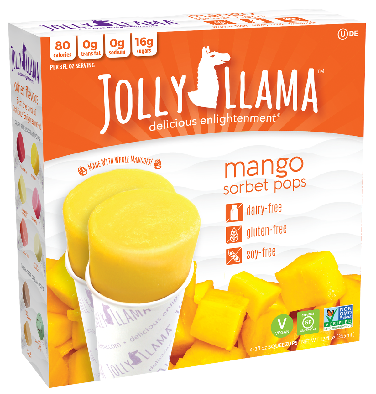 Jolly Llama Mango Sorbet Pops