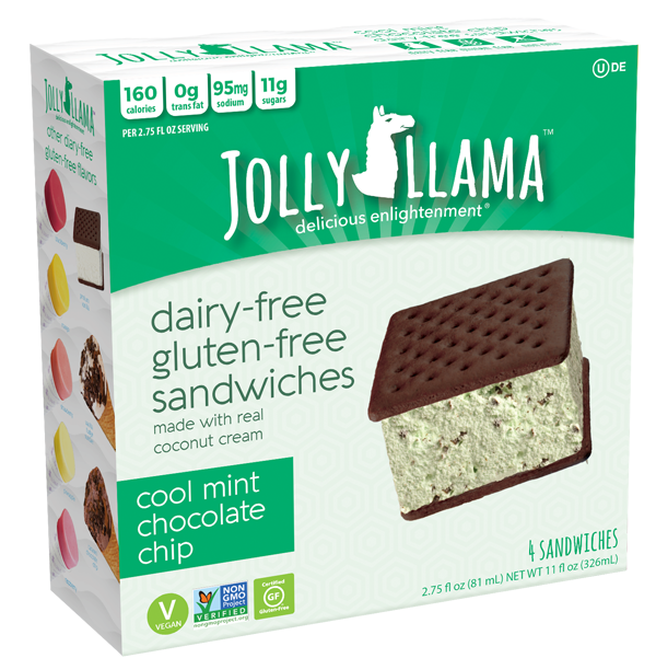 Jolly Llama Cool Mint Chip Diary-Free Gluten-Free Ice Cream Sandwich